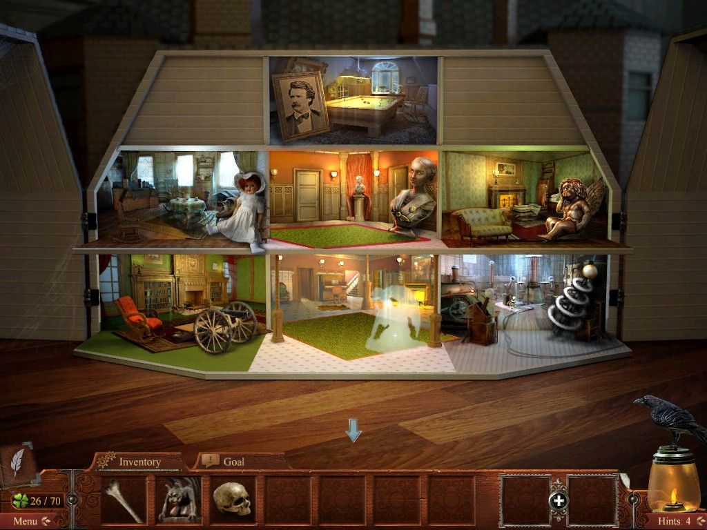 Midnight Mysteries: Devil on the Mississippi (iPad) screenshot: Dollhouse in kids room of home in Connecticut