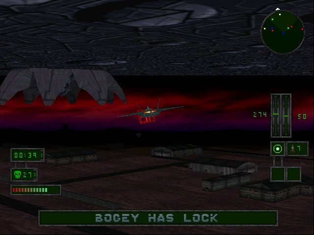 Independence Day (Windows) screenshot: Area 51 mission. Stop the destroyer before it destroys your HQ.
