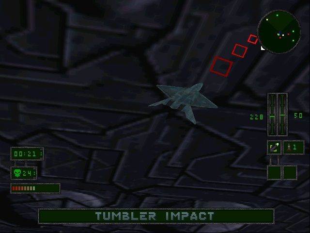 Independence Day (Windows) screenshot: Enemies use "tumbler" missiles that spin you out of control.