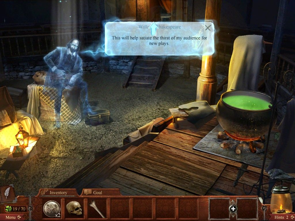 Midnight Mysteries: Devil on the Mississippi (iPad) screenshot: William Shakespeare's ghost