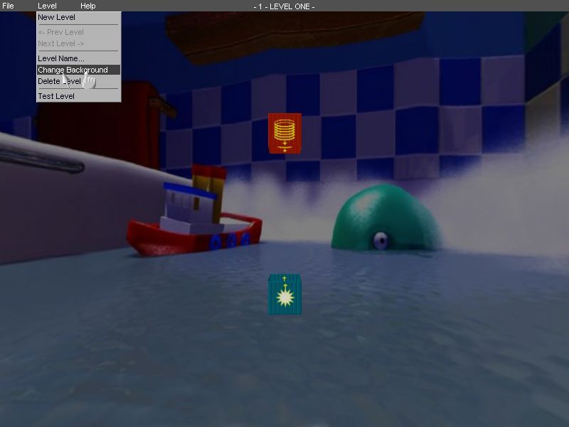 Springy (Windows) screenshot: This is a screen shot of the level designer. It shows that the game has alternate backgrounds.