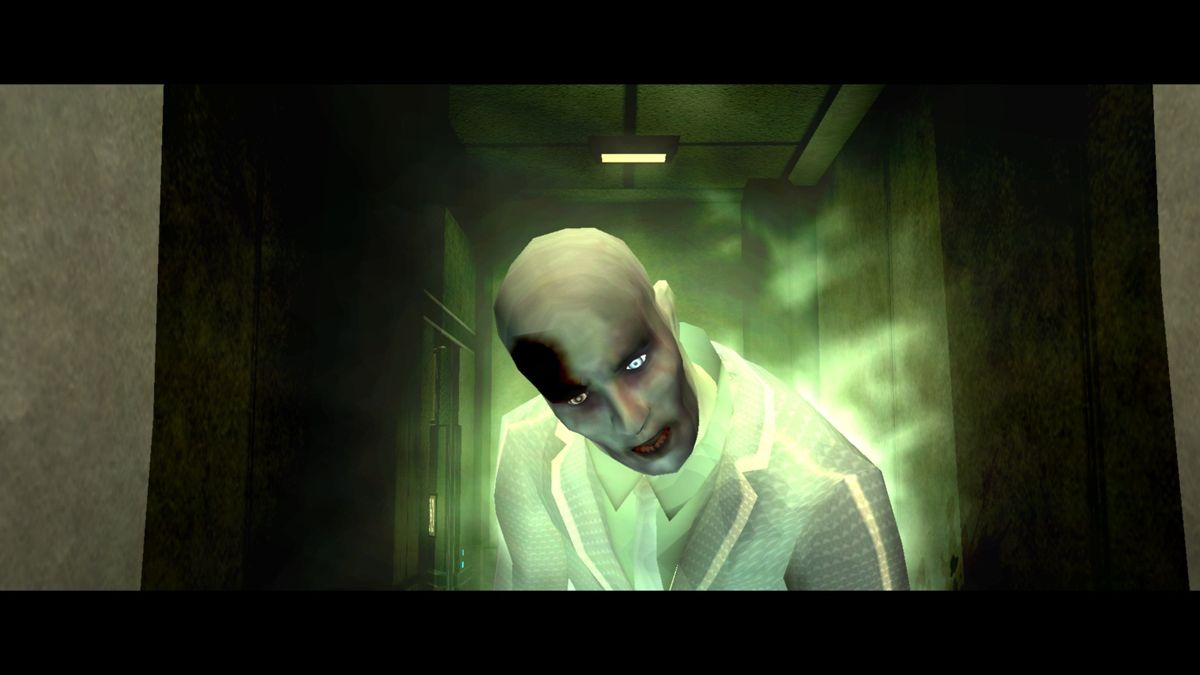 Area-51 (Windows) screenshot: Marilyn Manson voices a mysterious guide that can possess corpses.
