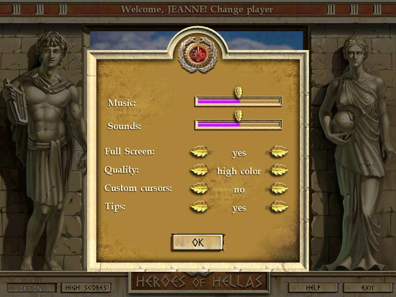 Heroes of Hellas (Windows) screenshot: Game options