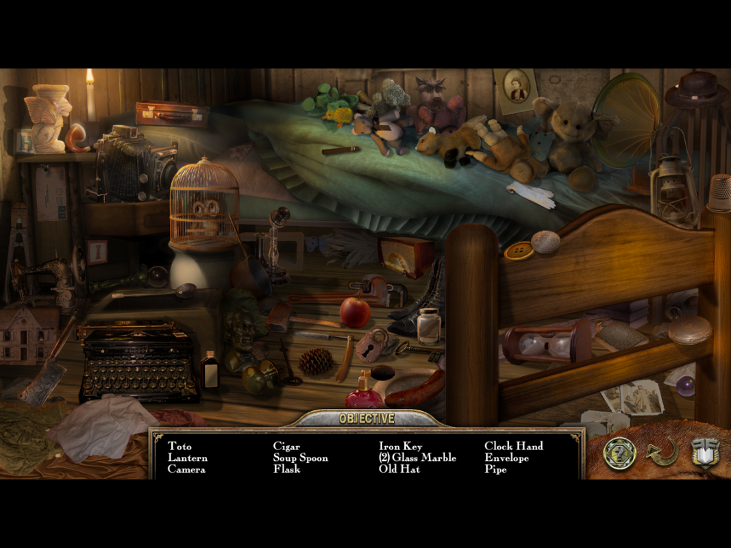 Fiction Fixers: The Curse of Oz (Windows) screenshot: Searching amongst the bed for, among other things, Toto.