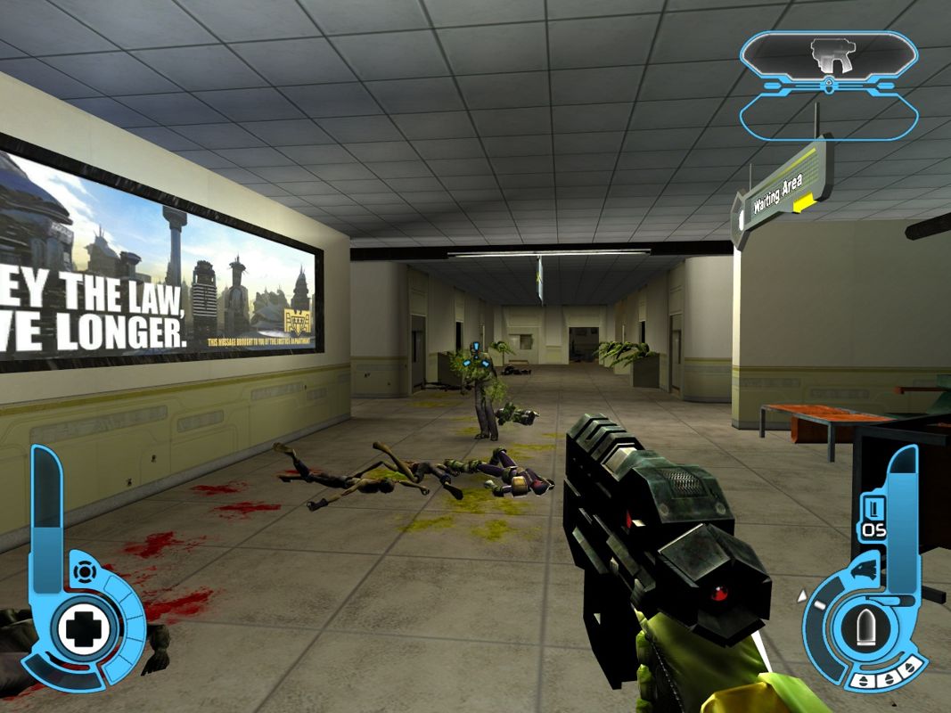 Judge Dredd: Dredd vs Death (Windows) screenshot: The zombies have spread to the hospital.