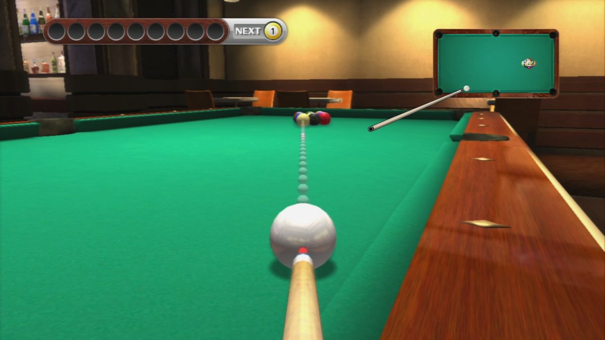 Yakuza 3 (PlayStation 3) screenshot: Playing nine-ball at the local bar.