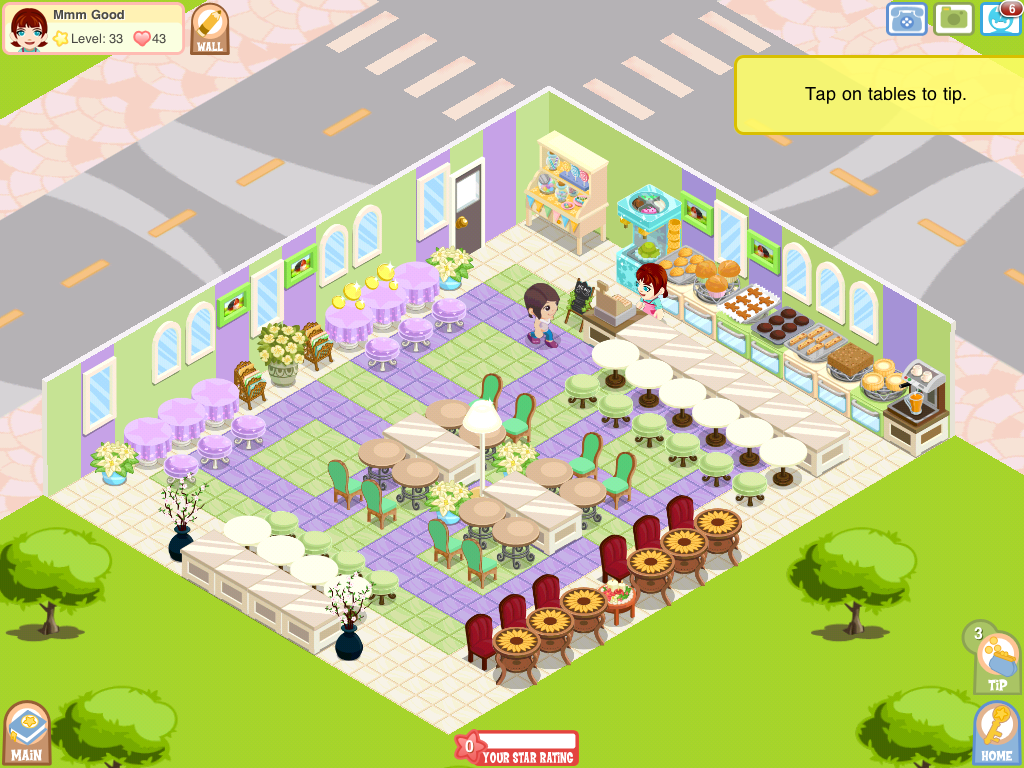 Bakery Story (iPad) screenshot: "Tap on tables to tip". That could be a song!