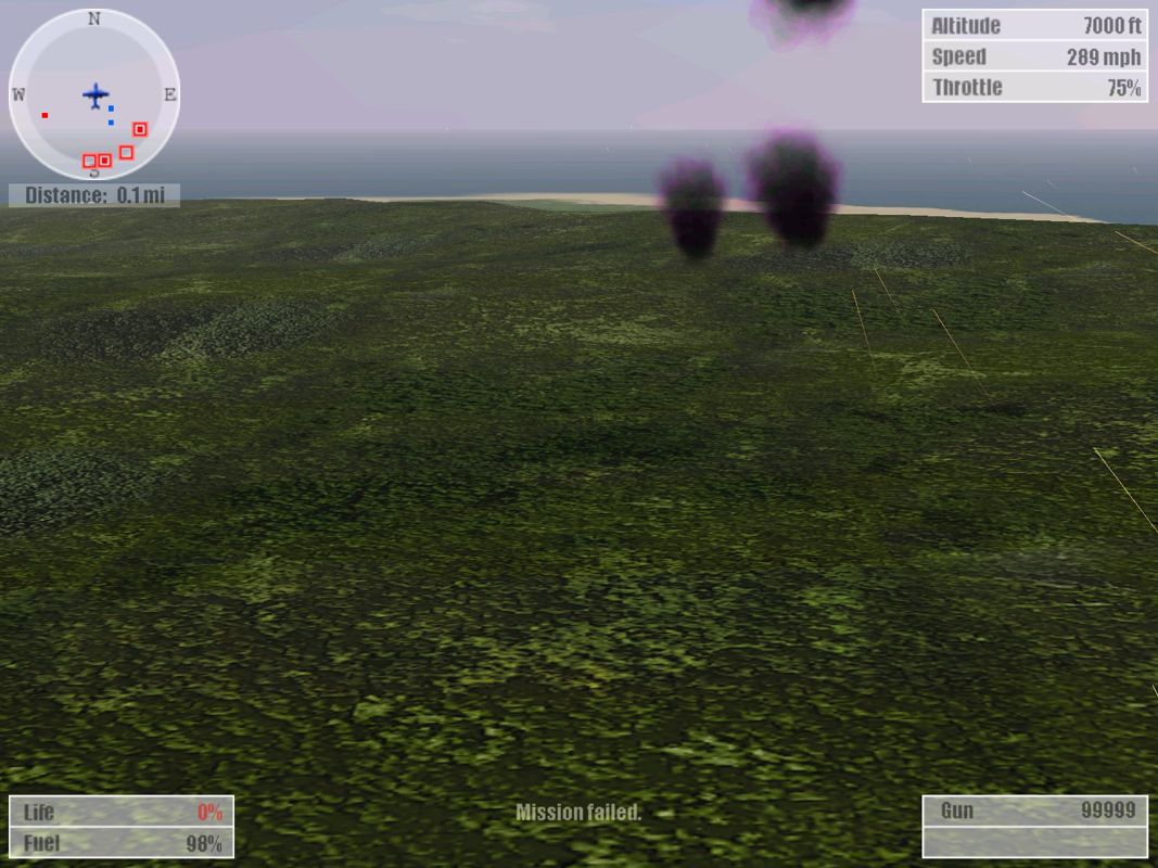 Pearl Harbor: Strike at Dawn (Windows) screenshot: Even with the full screen view I didn't see what hit me!