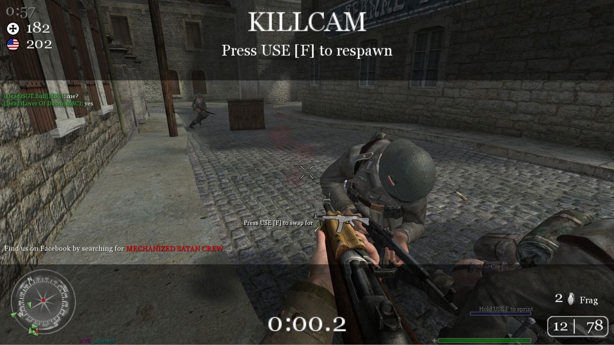 Call of Duty 2 (Windows) screenshot: My death caught on Call of Duty's signature Kill Cam.
