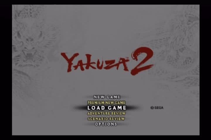 Yakuza 2 (PlayStation 2) screenshot: Title screen/main menu