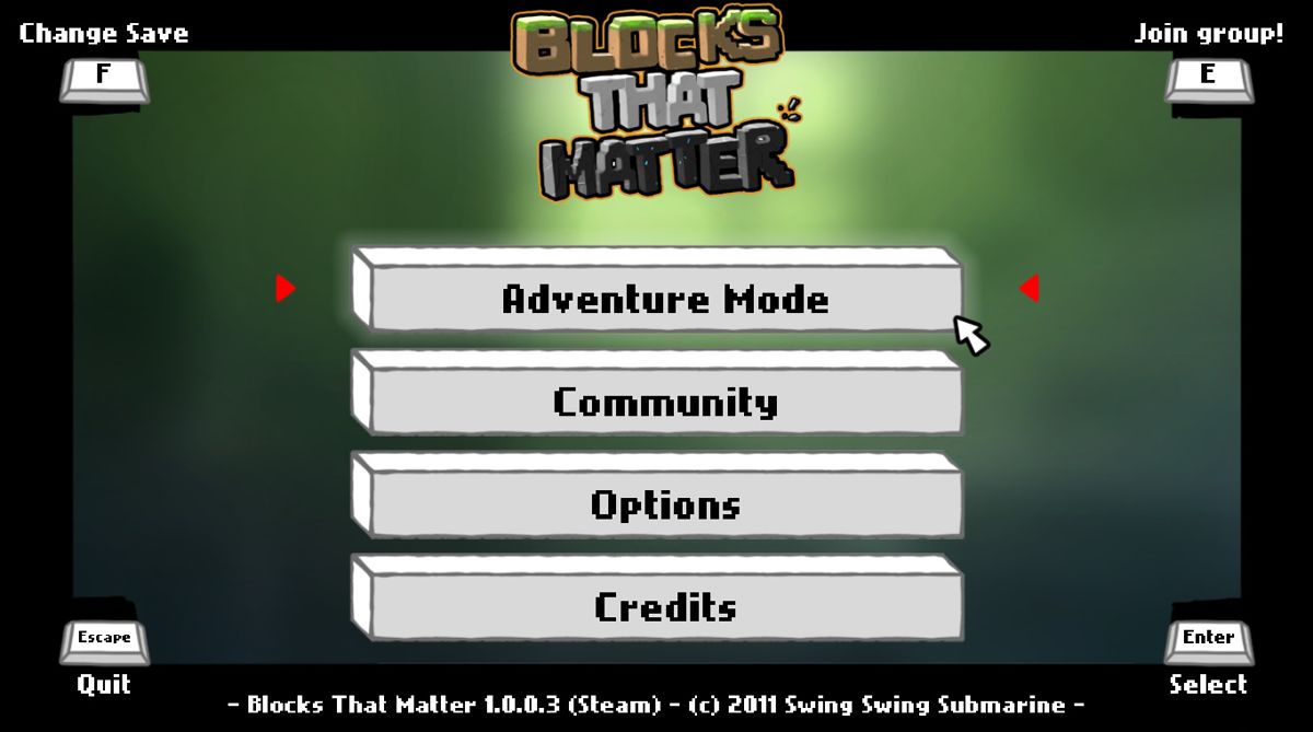 Blocks That Matter (Windows) screenshot: Main menu
