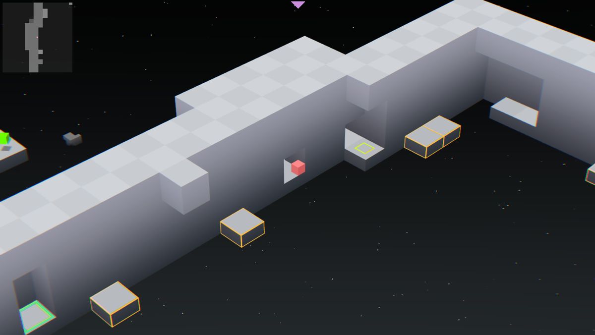 Edge (Windows) screenshot: The small cube waits for a platform to arrive.