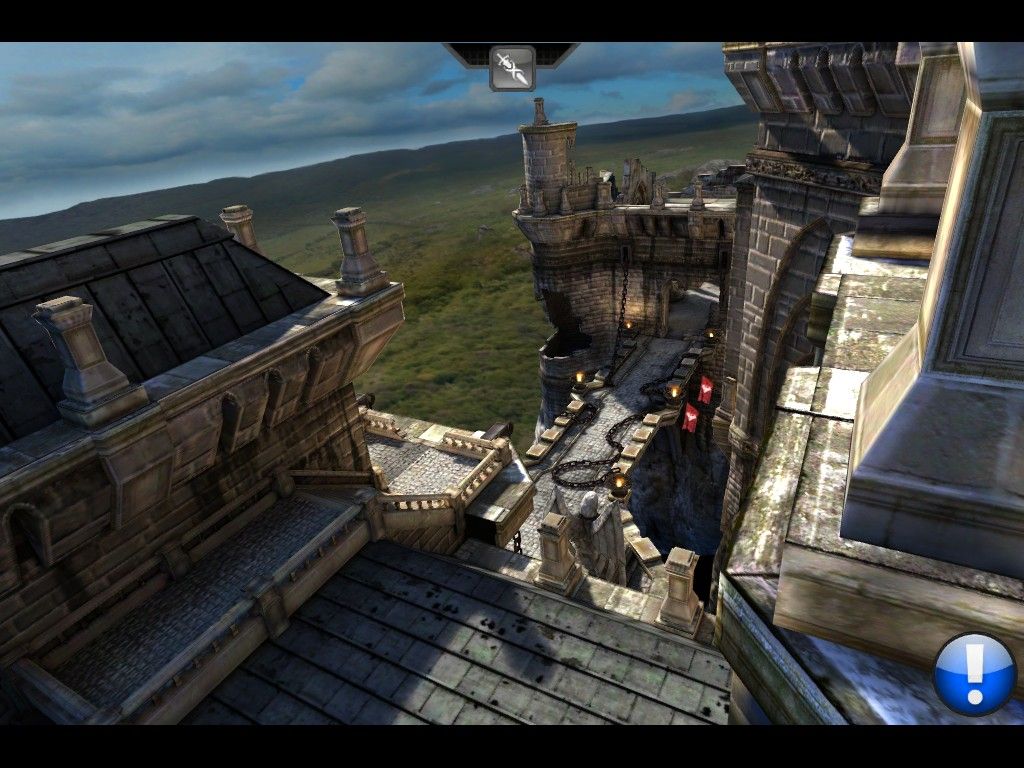 Infinity Blade (iPad) screenshot: Finally up the stairs from the bridge below