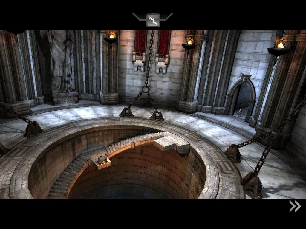 Infinity Blade (iPad) screenshot: Entering another massive chamber of the castle