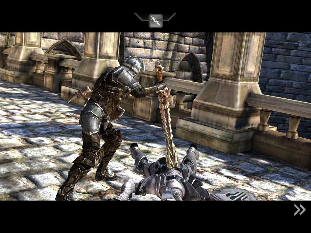 Infinity Blade (iPad) screenshot: Final death blow for the Cavalier