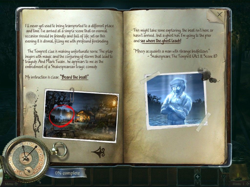 Midnight Mysteries: Devil on the Mississippi (iPad) screenshot: The Journal