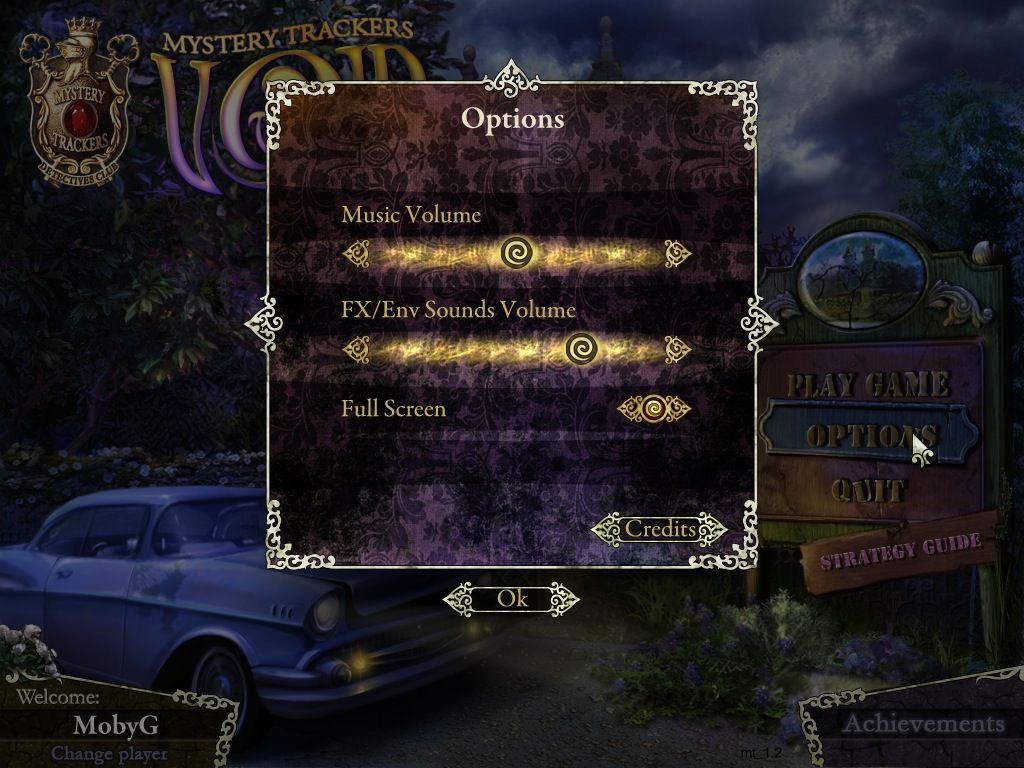 Mystery Trackers: The Void (Macintosh) screenshot: Options