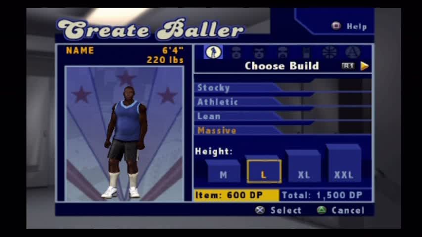 NBA Street Vol. 2 (PlayStation 2) screenshot: Create A Baller mode does what it says on the tin.