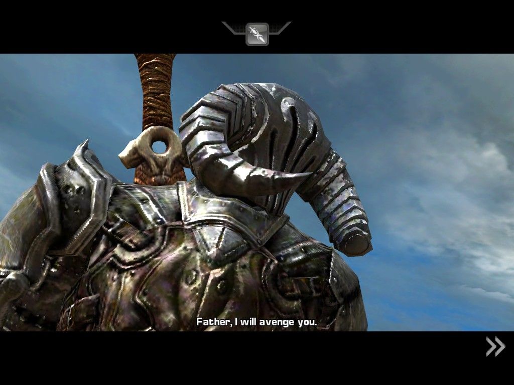Infinity Blade (iPad) screenshot: So your campaign through the castle begins again!