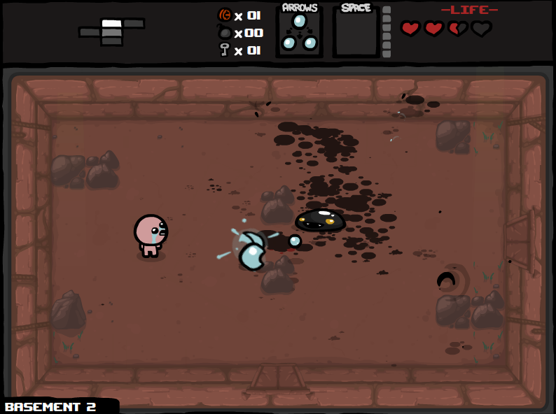 The Binding of Isaac (Windows) screenshot: This enemy looks a lot like <moby game="Gish">Gish</moby>.