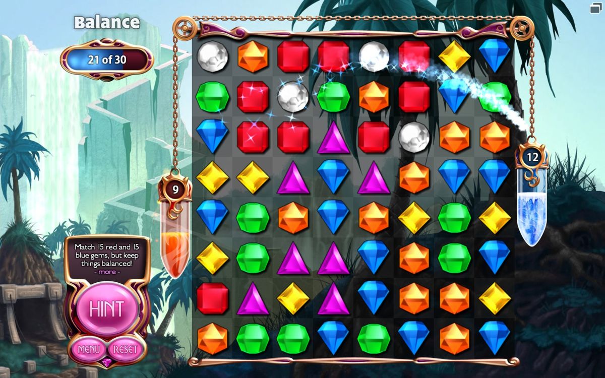 Bejeweled 3 (Windows) screenshot: Balance - I need to match the same amount blue and red gems