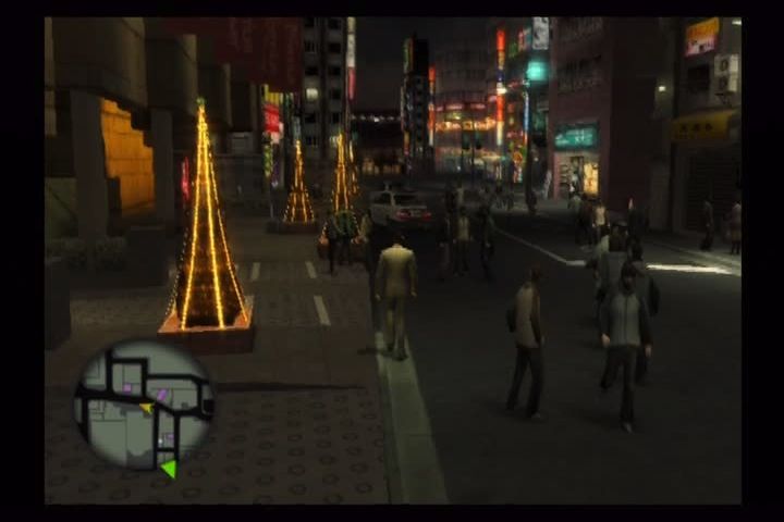 Yakuza (PlayStation 2) screenshot: Tokyo is in the Christmas spirit.