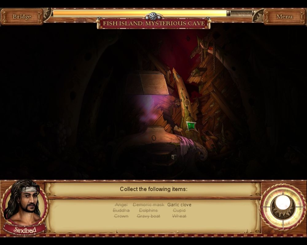 1001 Nights: The Adventures of Sindbad (Macintosh) screenshot: Fish Island Mysterious Cave - objects