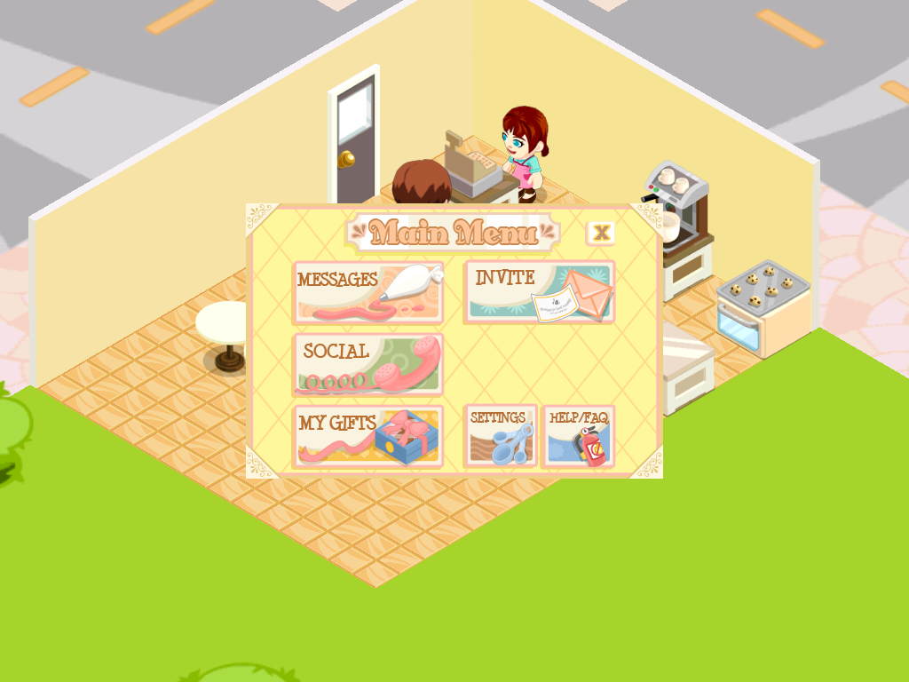 Bakery Story (iPad) screenshot: Main in-game menu