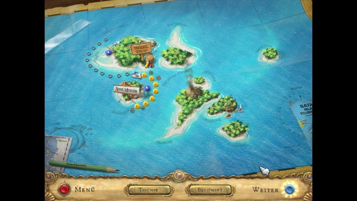 Deep Blue Sea II (Windows) screenshot: The map of the journey.