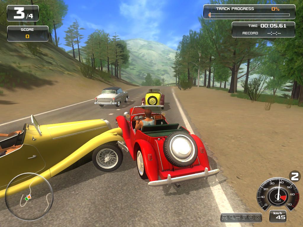 Classic Car Racing (Windows) screenshot: It's always a bit rough at the beginning of the races