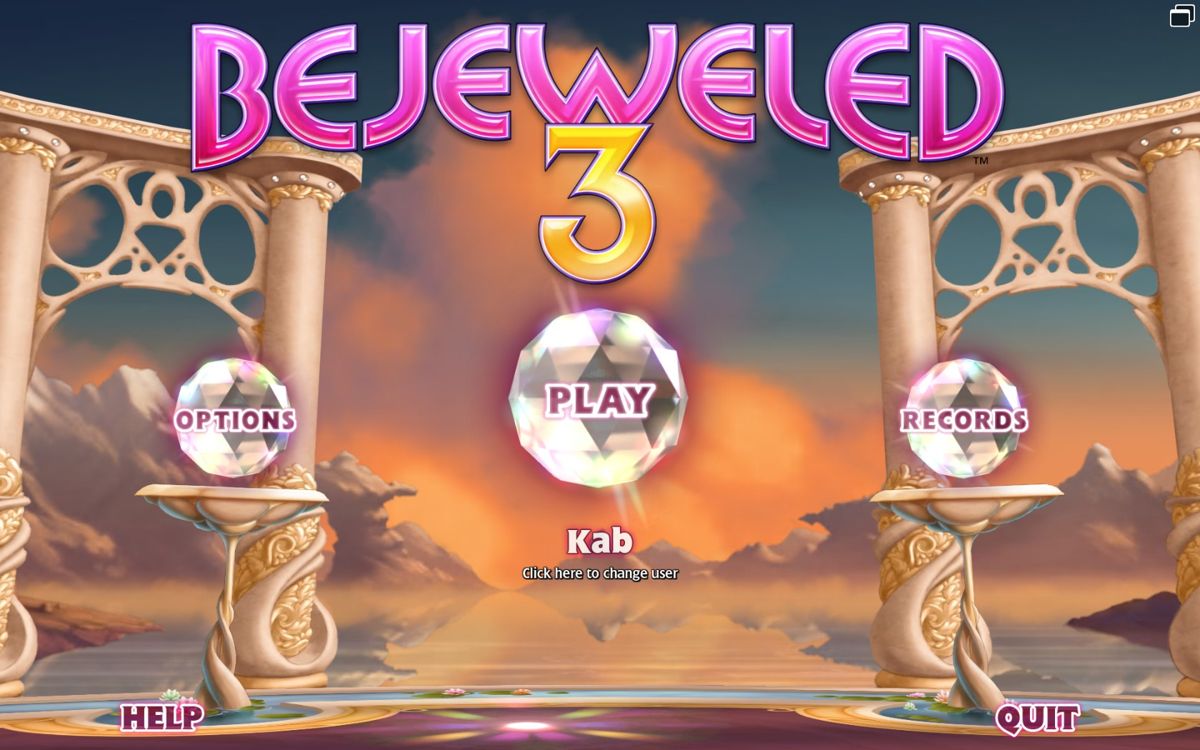Bejeweled 3 (Windows) screenshot: Main menu