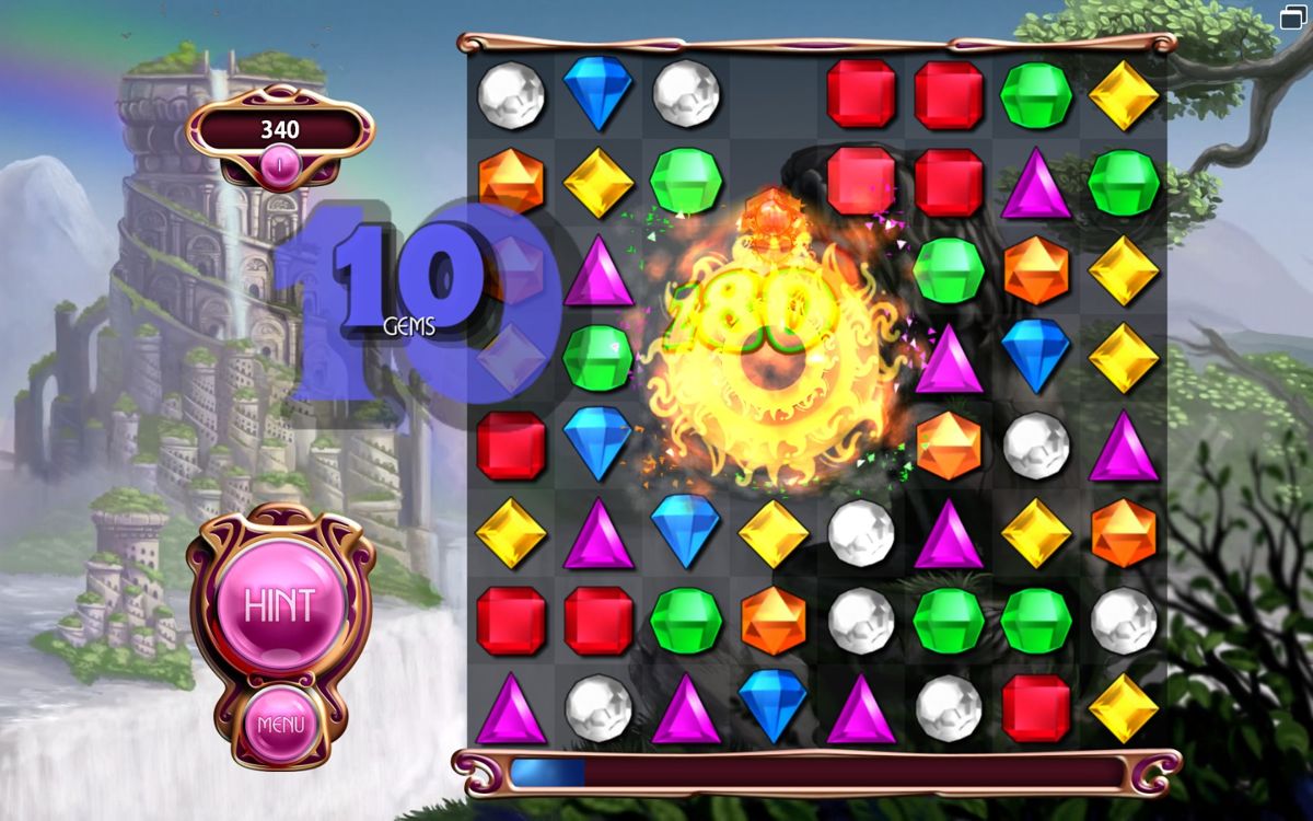 Bejeweled 3 (Windows) screenshot: A flame gem explodes