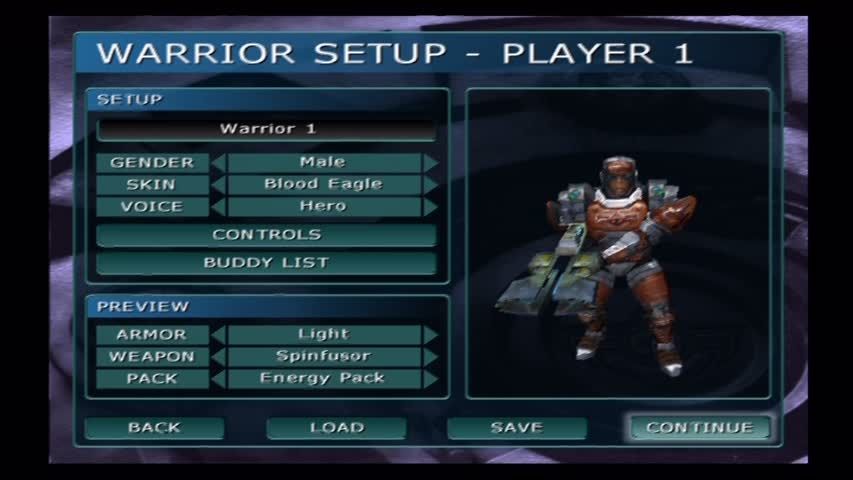 Tribes: Aerial Assault (PlayStation 2) screenshot: Player customization menu