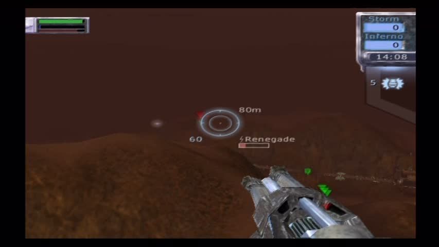 Tribes: Aerial Assault (PlayStation 2) screenshot: Life bars appear when you get close or start to do damage.