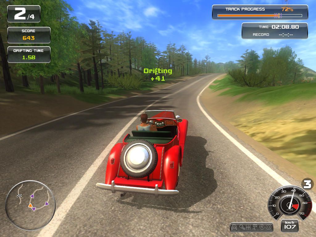 Classic Car Racing (Windows) screenshot: Got some bonus points for drifting