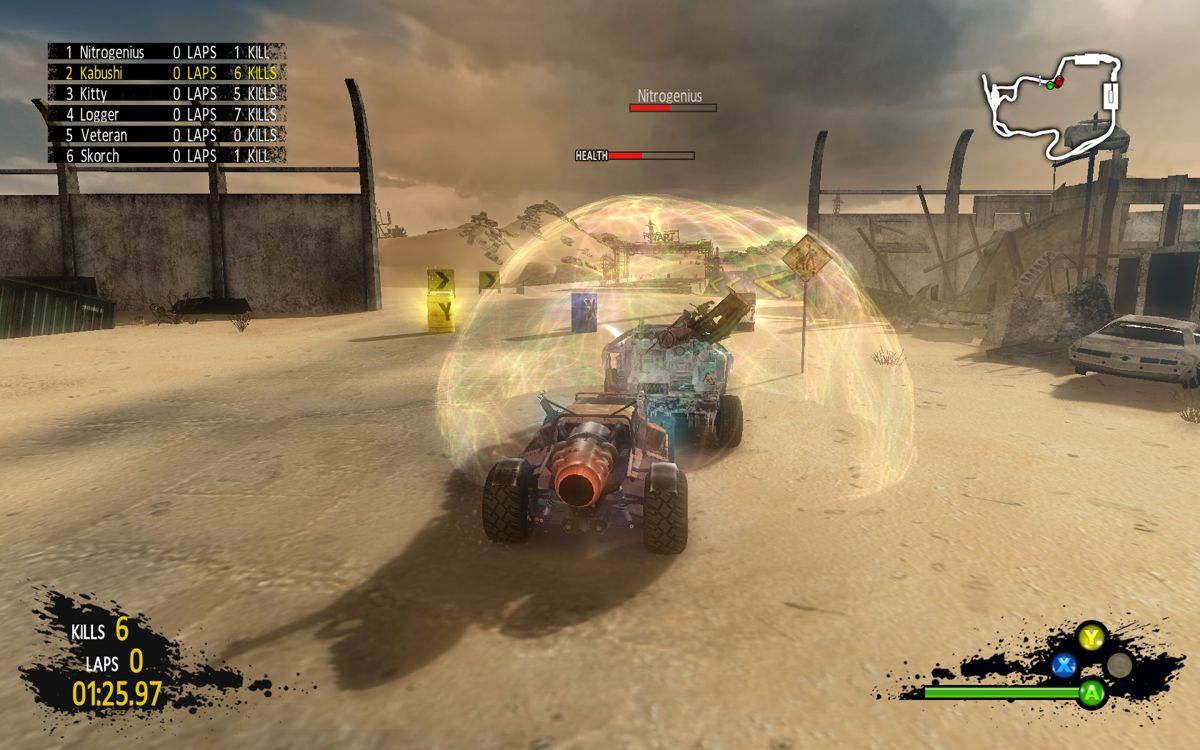 PAM: Post Apocalyptic Mayhem (Windows) screenshot: Attacking with some kind of force field