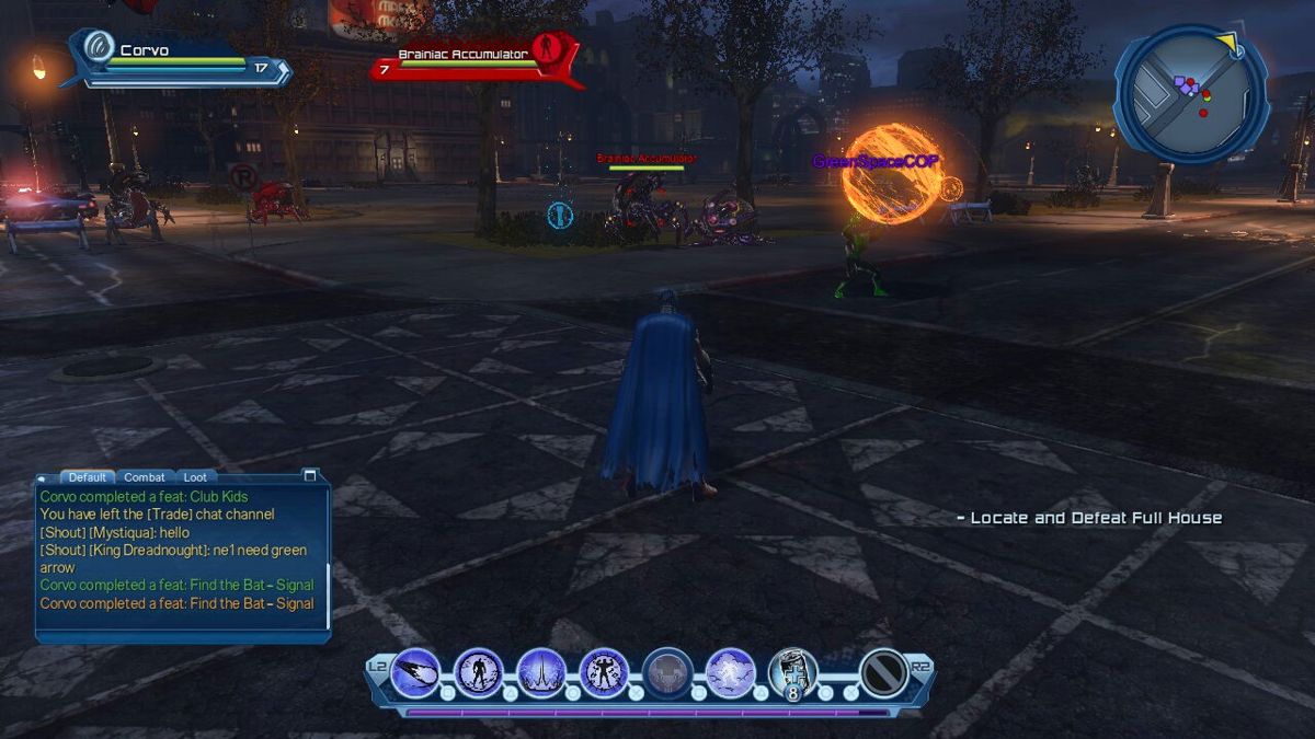 DC Universe Online (PlayStation 3) screenshot: Braniac's minions are loose on the streets of Gotham.