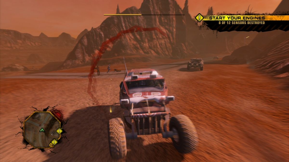 Red Faction: Guerrilla (PlayStation 3) screenshot: Getting EDF's attention in order for your convoy to proceed without trouble.