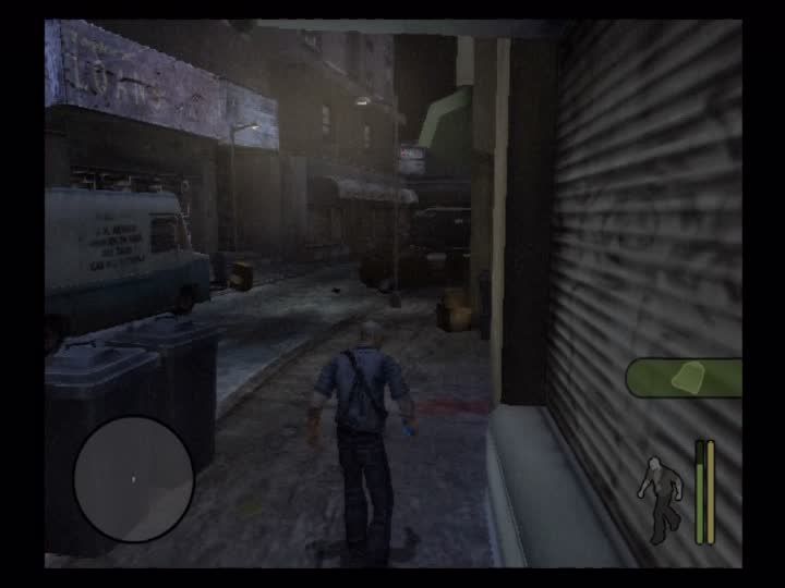 Manhunt (PlayStation 2) screenshot: Stalking through ruined city districts.
