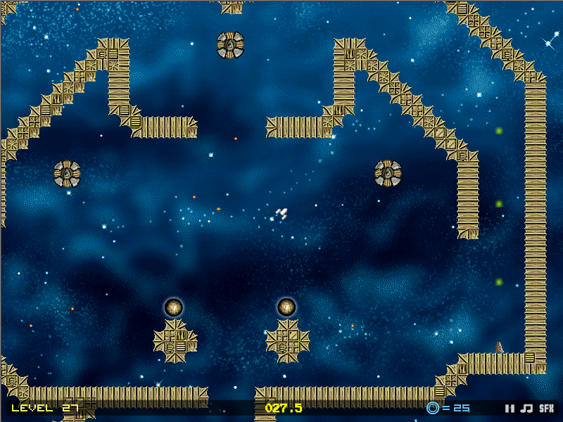 Space Madness (Browser) screenshot: Inside the alien hive on level 27.