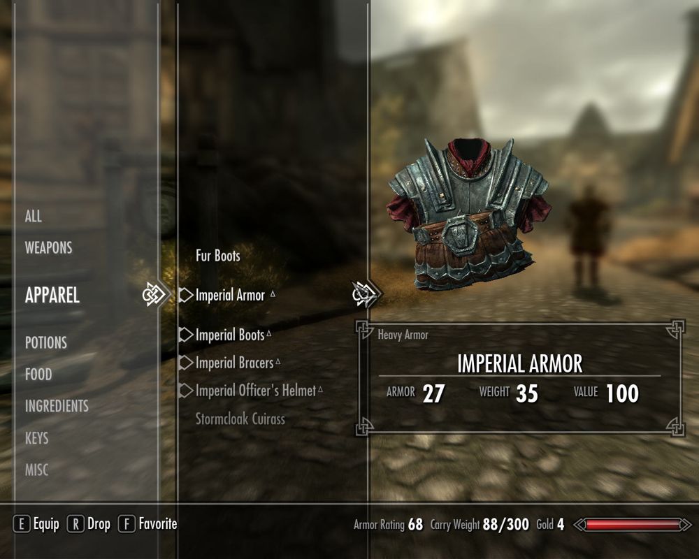 The Elder Scrolls V: Skyrim (Windows) screenshot: The menu is weirdly designed, but at least it has full-size graphical items