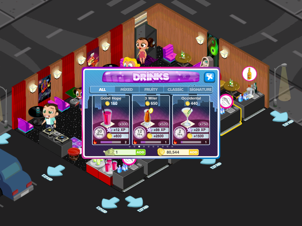 Nightclub Story (iPad) screenshot: New drinks become available