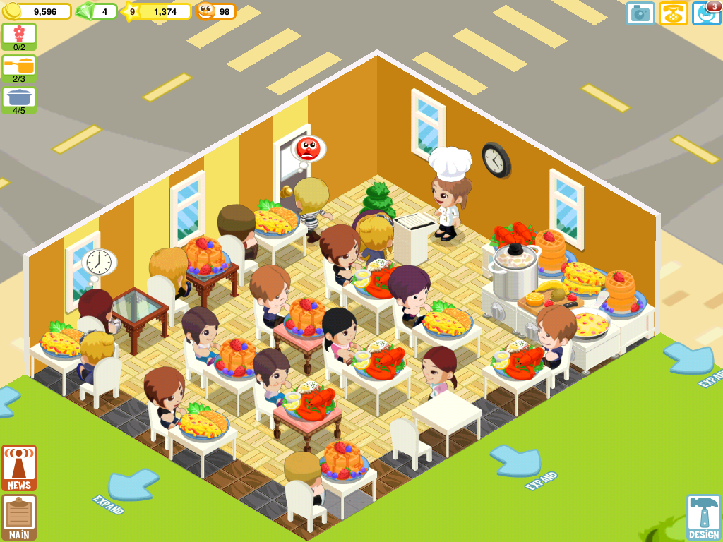 Restaurant Story (iPad) screenshot: What, you don't like identically-looking pizzas and pies? What's your problem, man?