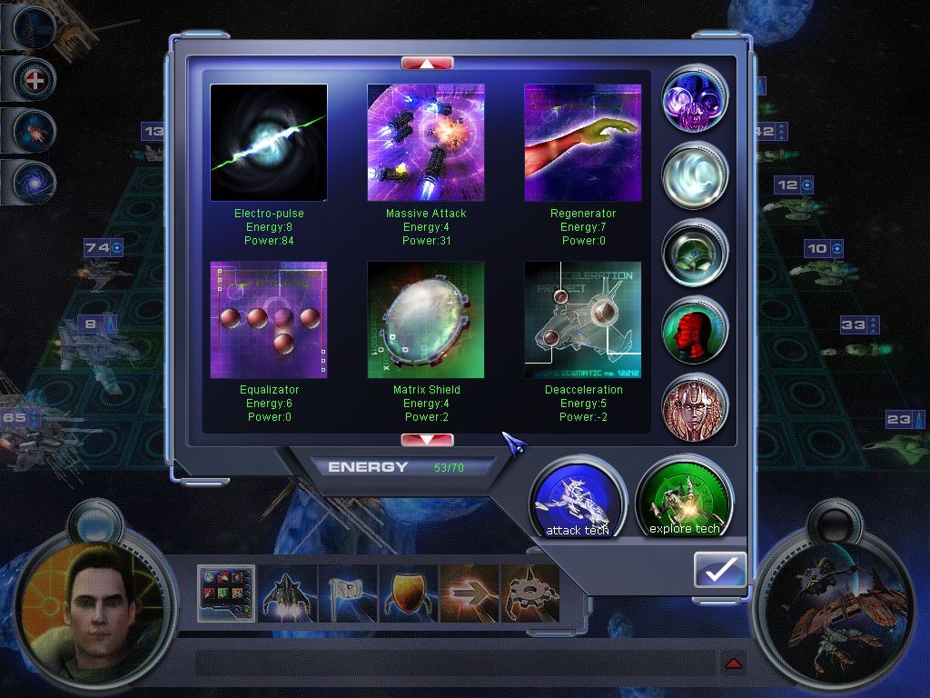 Spaceforce: Captains (Windows) screenshot: This is the equivalent of HoMM magic casting without the panace.
