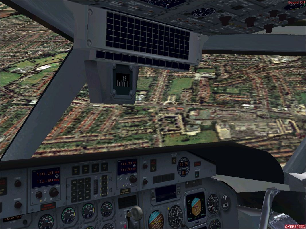 Dash 8-300 Professional (Windows) screenshot: The pilots view to the front and right taken in-flight and with enhanced landscape scenery enabled
