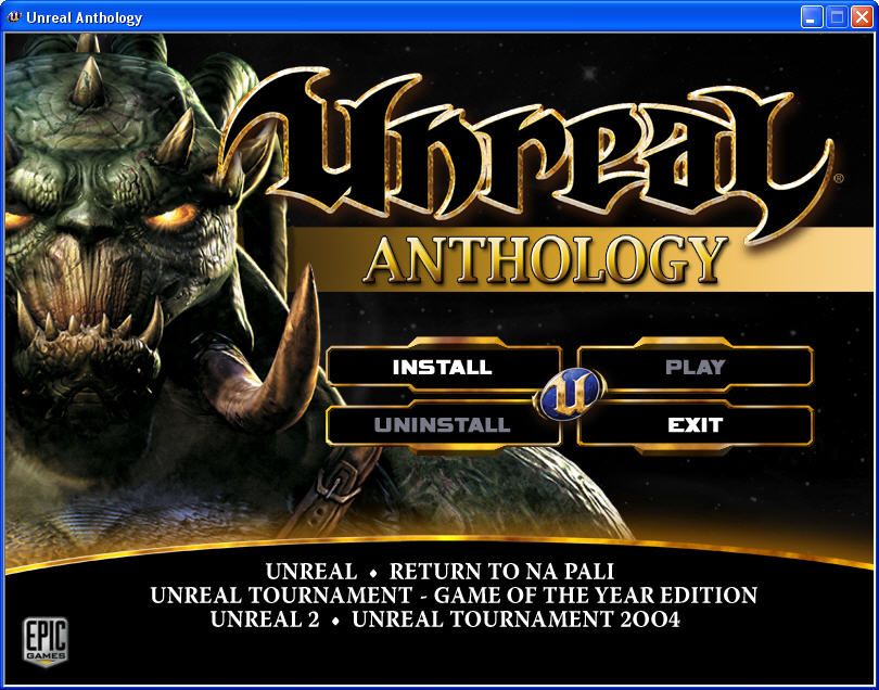 Unreal: Anthology (Windows) screenshot: Install / main menu