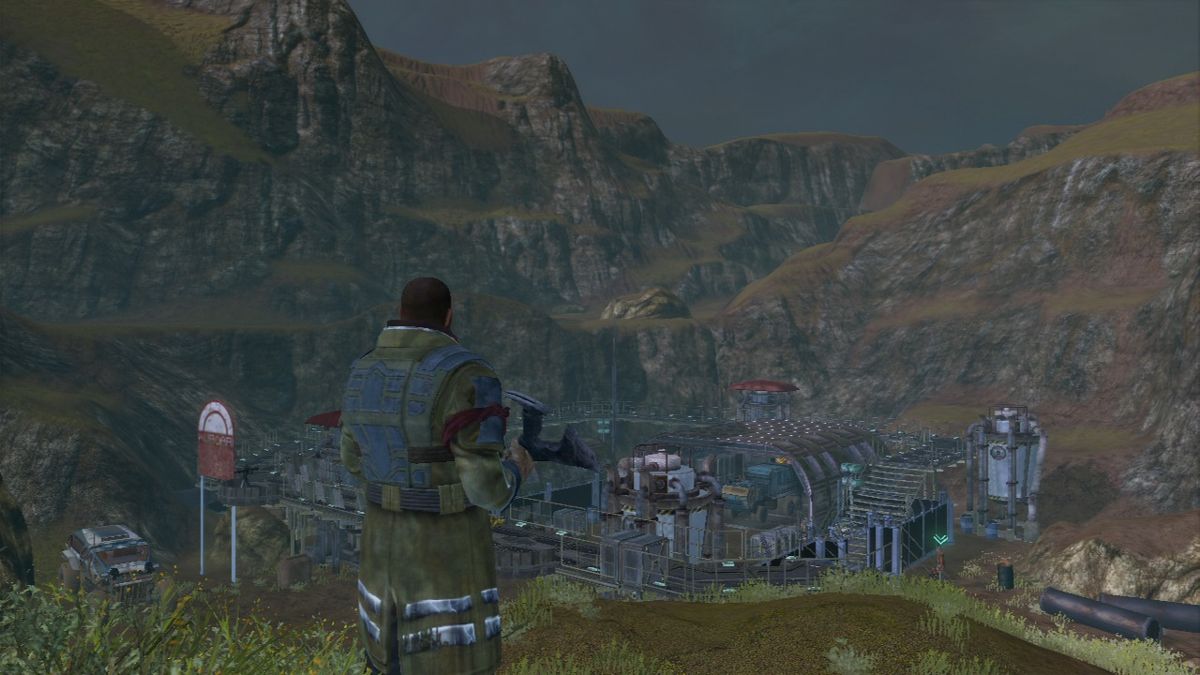 Red Faction: Guerrilla (PlayStation 3) screenshot: Oasis safehouse seems hidden, but if enemy were to find out it's location, it would be hard to defend.