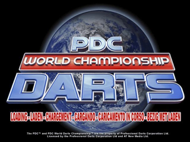 PDC World Championship Darts (Windows) screenshot: The game's title screen.
