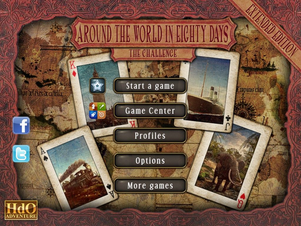 Around the World in Eighty Days: Phileas Fogg (iPad) screenshot: Title / main menu