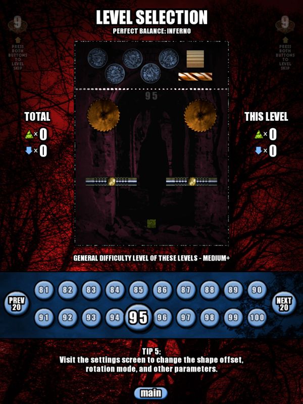 Perfect Balance HD (iPad) screenshot: Level selection (Perfect Balance: Inferno)